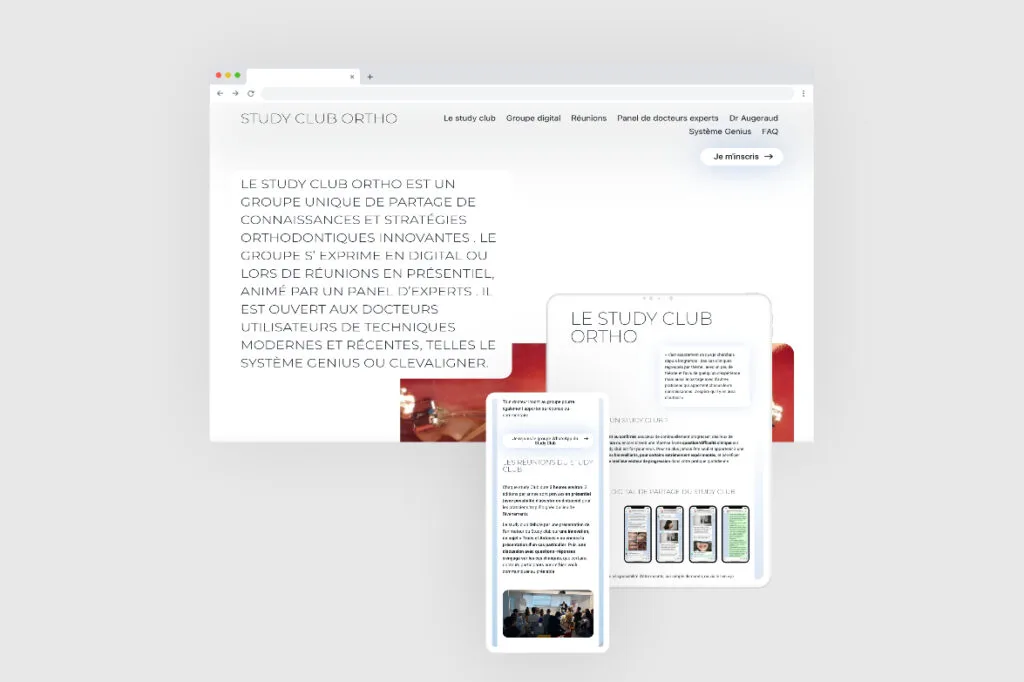 Site orthodontiste : Conception du site du study club sur mesure