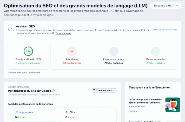 Optimisation du référencement sur un site Wix