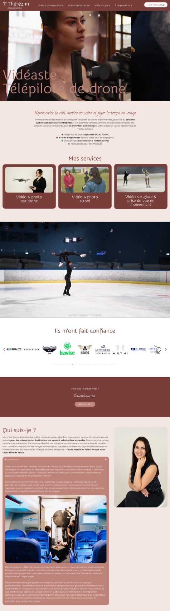 Page d'accueil site vidéaste